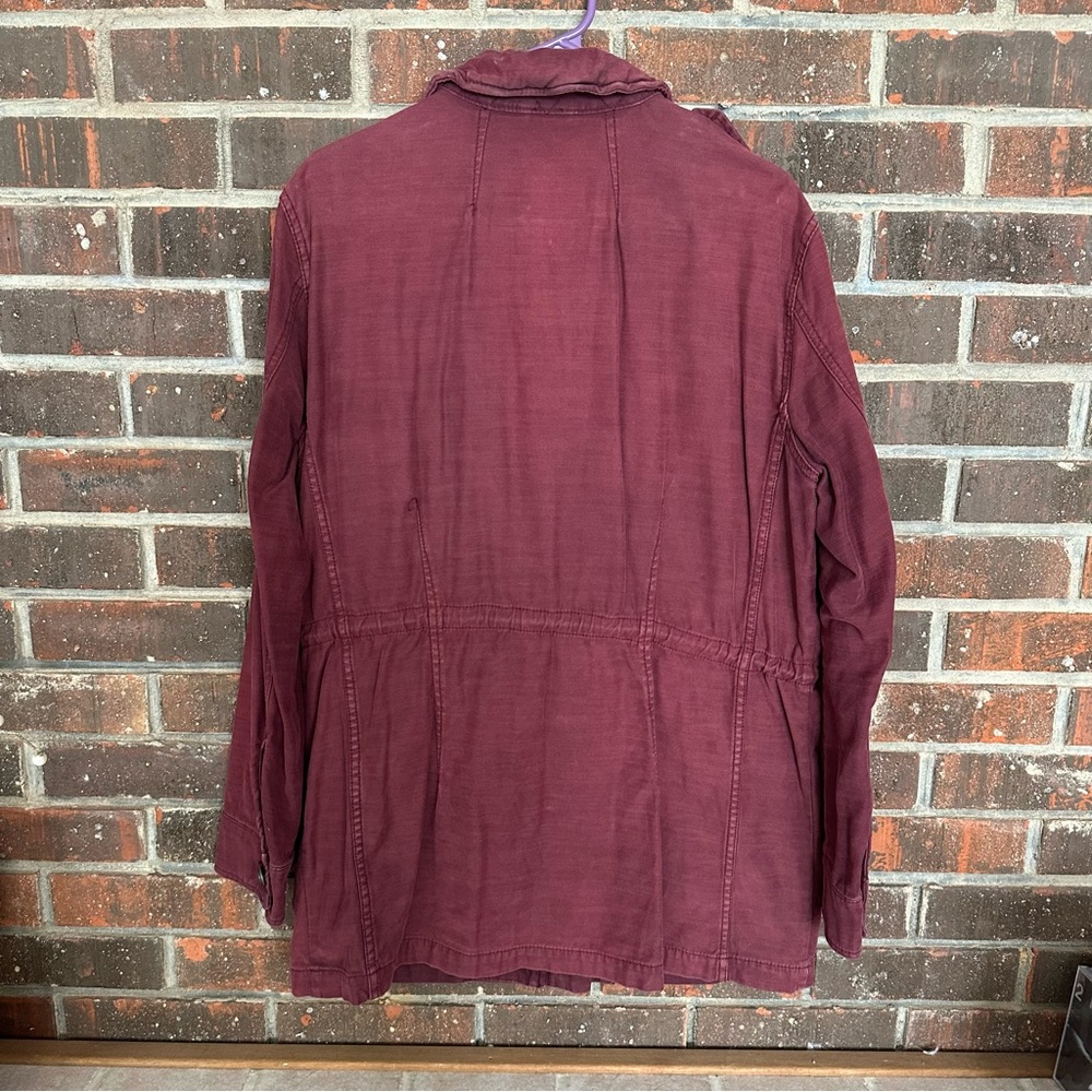 Burgundy Free People Button Accented Utility Jacket - Picture 4 of 8